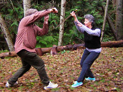 Jan Parker in 2 person Tai Chi sword